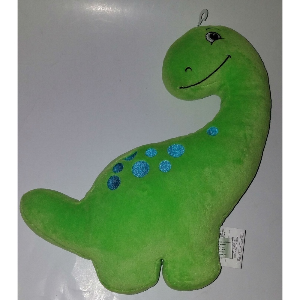 Green Dinosaur Plush 15" Stuffed Animal Toy Blue Polka Dots Oriental Trading Co